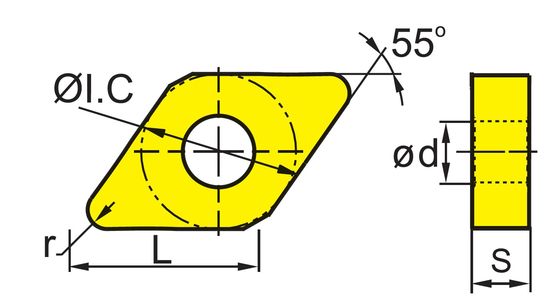 Inserto CNC DNMG de alta eficiência com ângulo D de 55° e ângulo N de 0° para torneamento de precisão em aço e aço inoxidável