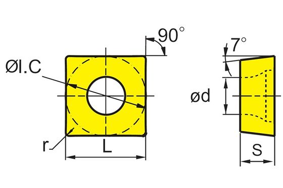 SNMG Modelo Carbide CNC Insert com ângulo de 0° e ±0,08-±0,18 Tolerância para usinagem de diâmetro de 4,76 mm-7,94 mm