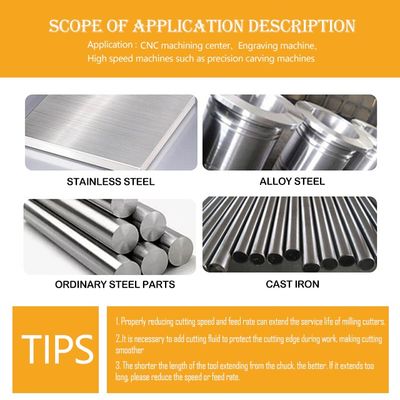 70° Dureza HRC 4-Flute Tungsténio Carbide Fin Mill com revestimento Alnovz3 Especializado em aço inoxidável CNC Milling Cutter