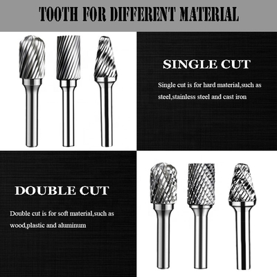 Os únicos e grupos dobro dos dentes datilografam o carboneto de tungstênio Burr Deburring