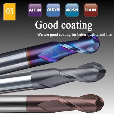 Moinho de extremidade de alumínio de aço 200mm do carboneto do tungstênio 6 flauta R3 4 Hrc 45 redonda de Hrc 55