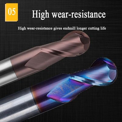 Moinho de extremidade de alumínio de aço 200mm do carboneto do tungstênio 6 flauta R3 4 Hrc 45 redonda de Hrc 55