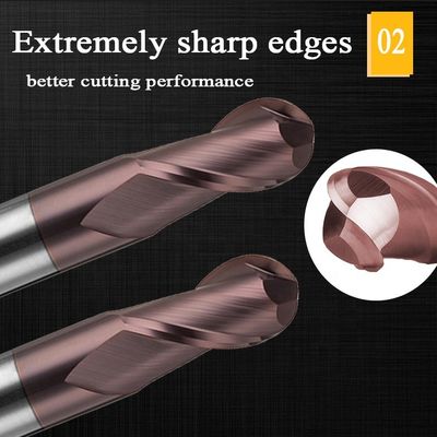 Moinho de extremidade 2mm do carboneto de tungstênio do CNC 12mm 6mm cortadores de trituração do nariz da bola de 200 milímetros 6 Ballnose