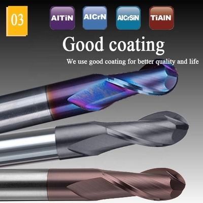 Moinho de extremidade 2mm do carboneto de tungstênio do CNC 12mm 6mm cortadores de trituração do nariz da bola de 200 milímetros 6 Ballnose